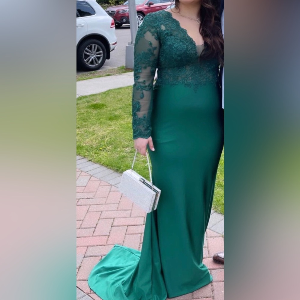 Green lace gown
